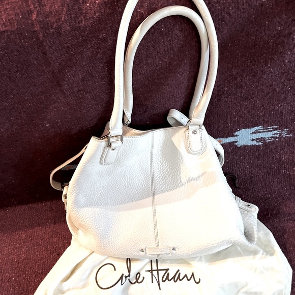 Cole Haan Handbags - Cole Haan white pebbled leather convertible handbag